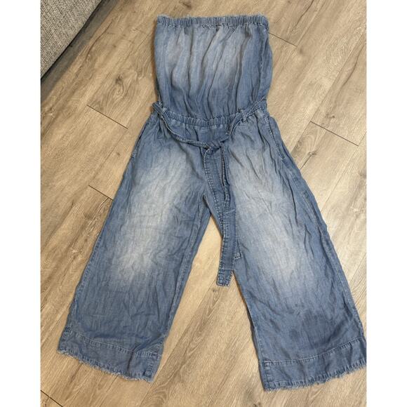 Chelsea & violet Chambray‎ Strapless Soft Denim Jumpsuit Size Small - Picture 11 of 11
